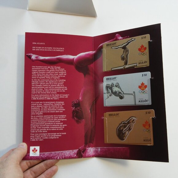 1996 Olympics Canadian Phone Cards balance beam high jump diving New, in folder - Picture 4 of 5